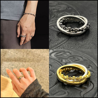 Chrome HEARTS Bạc 925 Nhẫn Hoa Chữ Thập 3 Trong 1 Vintage Punk Gothic Rock Mạ Vàng Nhẫn Đường Phố Hip Hop Cặp Đôi Trang Sức Quà Tặng Ngày Lễ Tình Nhân CJ087