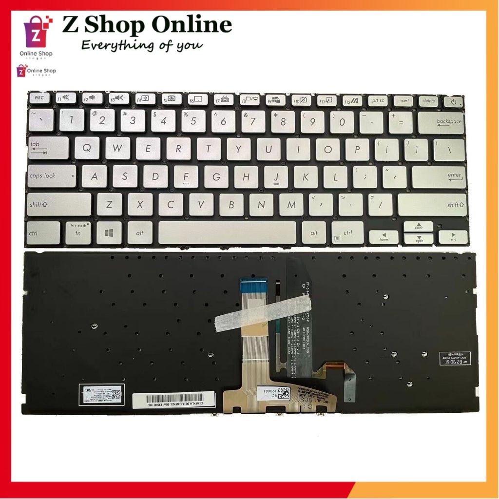 Bàn Phím Laptop Asus X432 X432FL X432FA S432FA S432FL K432FA K432F CÓ LED Silver US Keyboard
