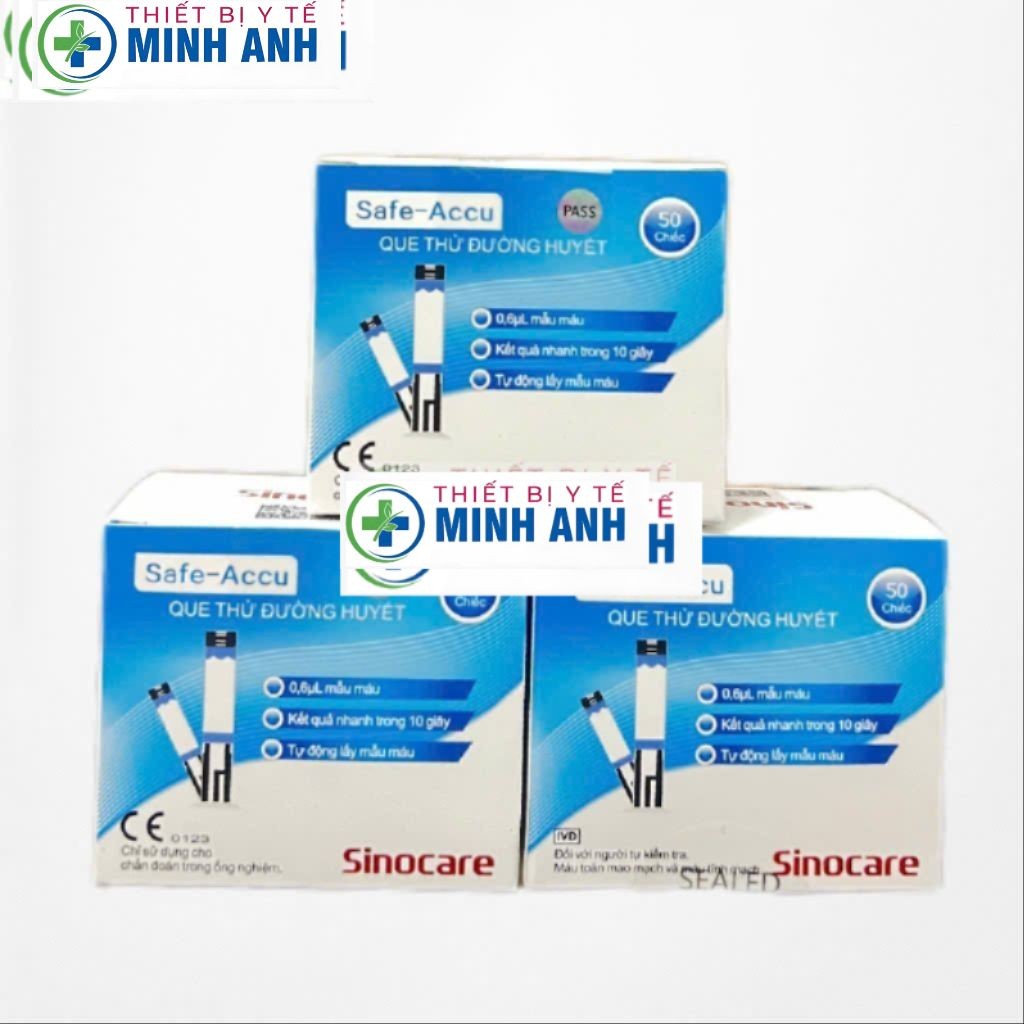 QUE THỬ ĐƯỜNG HUYẾT SAFE-ACCU SINOCARE HỘP 50 QUE