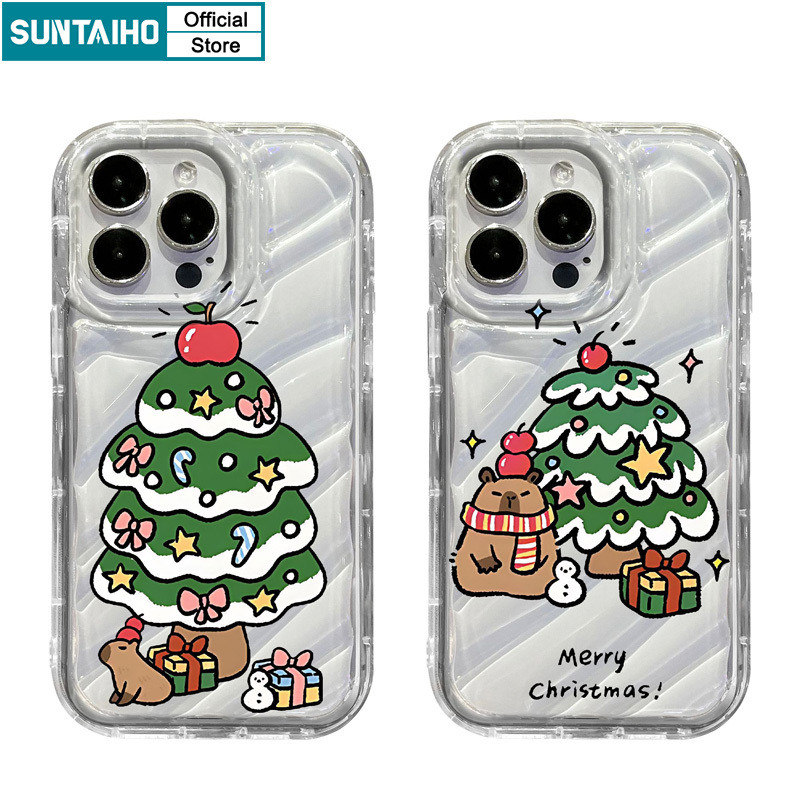 Suntaiho Ốp lưng Iphone Đẹp trong suốt in hình thời trang Thẩm Mỹ Dễ Thương Vỏ Cây Giáng Sinh Họa Tiết Capybara Ốp Điện Thoại TPU Mềm Cao Cấp Chống Sốc Cho Iphone 16 15 14 12 13 11 Pro Max IP 7 8 Plus Iphon X Xs XR Xs Max hàn quốc Ốp Lưng
