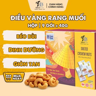 [Hỏa tốc] Hộp 9 Gói Hạt Điều Vàng Rang Muối 360g Deluxnuts | Hạt Dinh Dưỡng, Snack Ăn Vặt (Tổng Trọng Lượng 360g)