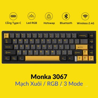 Bàn phím cơ không dây MONKA 3067 Pro V2 - Có Hotswap - Mạch xuôi - App tùy chỉnh, LED RGB