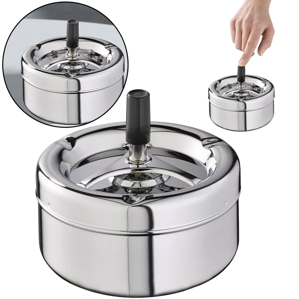 [Cyanfire] Gạt tàn kim loại xoay tròn tự làm sạch gạt tàn hút thuốc ngoài trời di động gạt tàn hút t