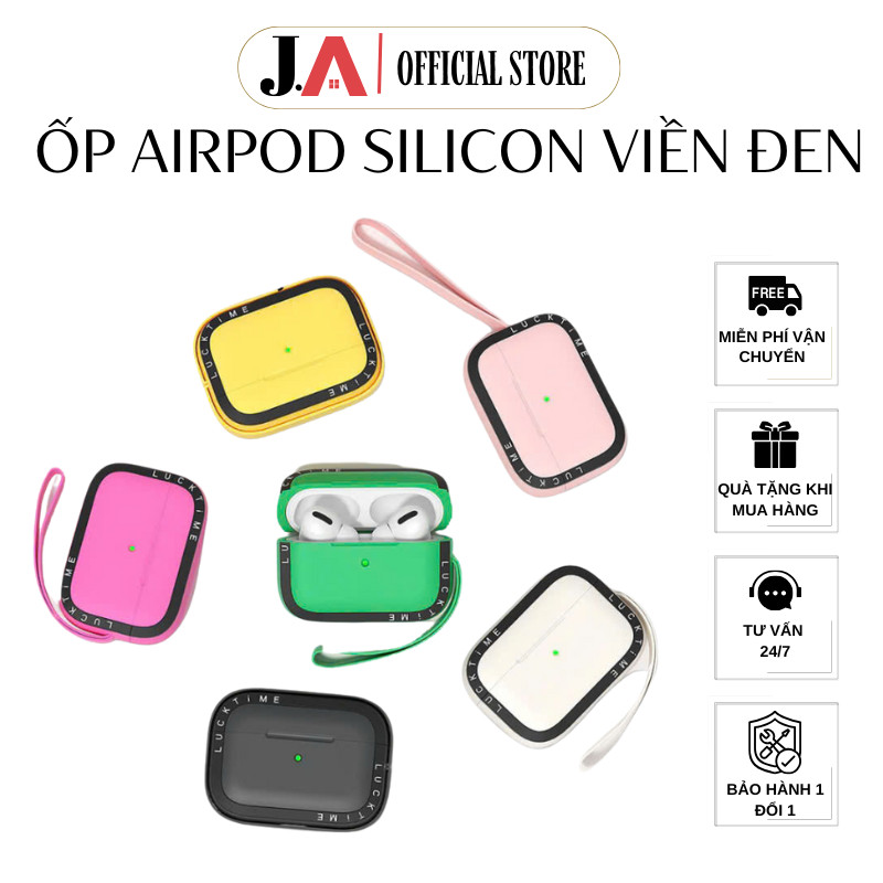 Ốp Bảo Vệ Airpods Silicon Viền Đen Nhiều Màu Sắc Dễ Thương, Ốp Chống Sốc Airpods, Case Airpods (JA O