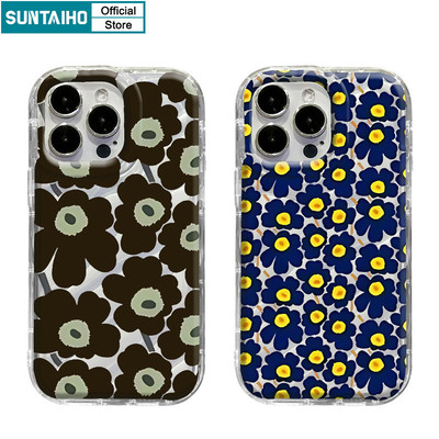 Suntaiho Thẩm Mỹ Thời Trang Vỏ Điện Thoại Họa Tiết Hoa Đen Cho Iphone 16 15 14 12 13 11 Pro Max IP 7 8 Plus Iphon X Xs XR Xs Max TPU Mềm Cao Cấp Chống Sốc Ốp Lưng