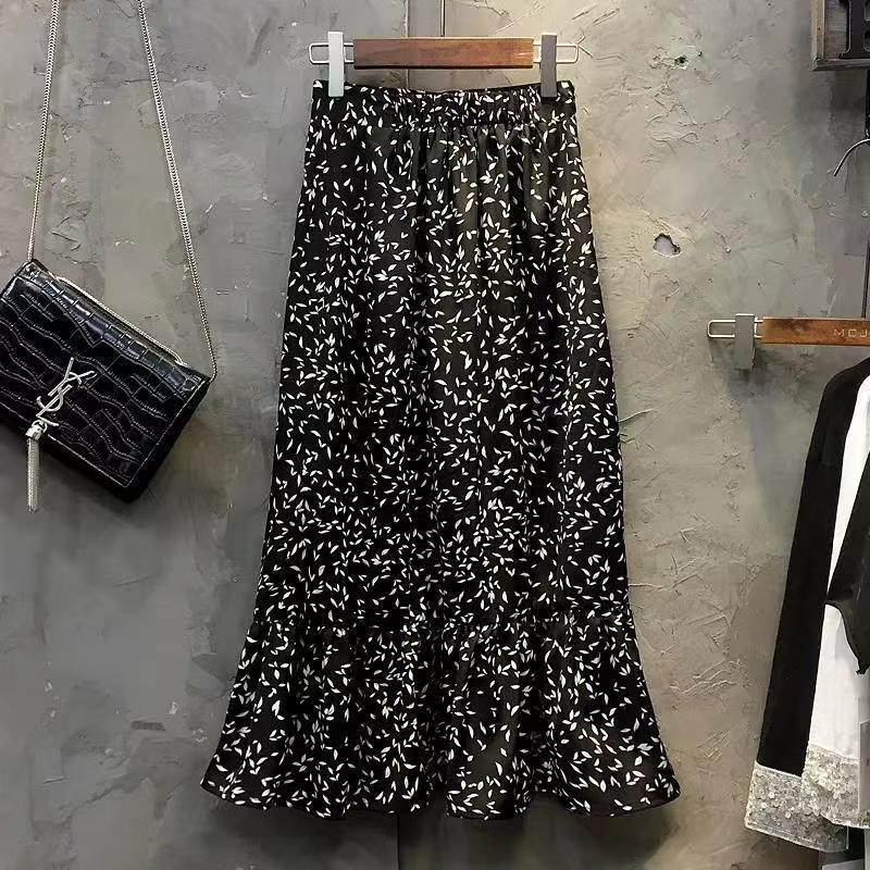 Váy đuôi cá chiffon cao cấp phong cách Hồng Kông, váy nửa thân siêu phổ biến cho phụ nữ mùa hè, váy A-line dài vừa đa năng | BigBuy360 - bigbuy360.vn