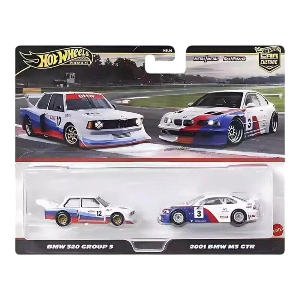 Đồ chơi mô hình xe JBK99 Hot Wheels Premium 2 Pack BMW 320 Group 5/2001 BMW M3 GTR cho các bé