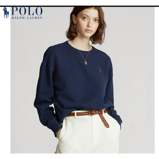  Ralph Lauren Polo Nữ Tay Dài Cổ Tròn Top Áo Khoác Cotton Nguyên Chất Thêu logo Cổ Tròn Áo Chui Đầu 