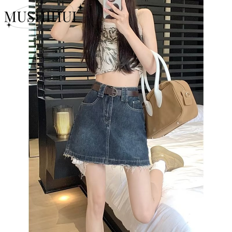 MUSHIHUI Chân váy chân váy dài xu hướng Dễ thương Cổ điển Trendy WSQ24902NP 44Z241028