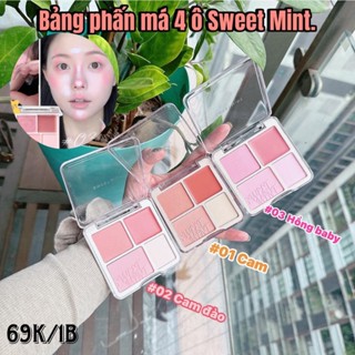  Phấn má hồng bắt sáng 4 ô Màu Sweet Mint  Highlight Pallet Tự Nhiên Làm Sáng Gương mặt Cho Mọi Tone Da 