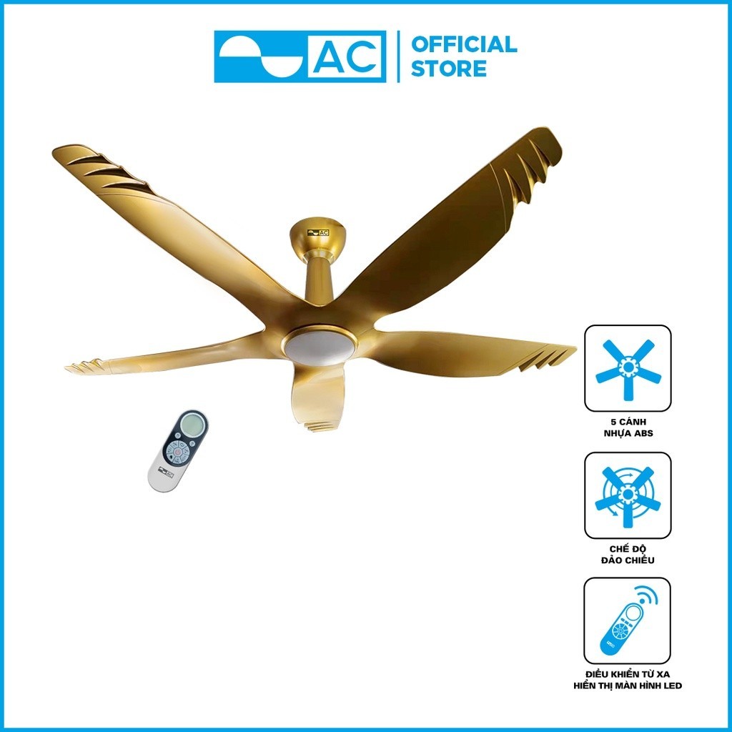 Quạt trần AC ACF04D605 50W 5 động cơ DC có đèn LED 20W