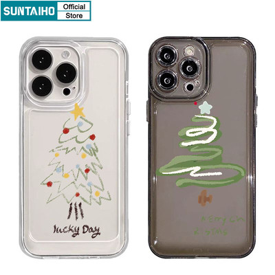 Suntaiho Vỏ Độc Đáo Graffiti Họa Tiết Cây Giáng Sinh Ốp lưng Iphone 16 15 14 13 12 11 Pro Max IP 7 8 Plus Iphon X Xs XR Xs Max TPU Mềm Cao Cấp Chống Sốc Ốp Lưng