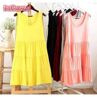Phụ Nữ Modal Cotton Váy Rời Trơn Bánh Xếp Ly Đầm Mùa Hè Thường Ngày Nữ midi Váy