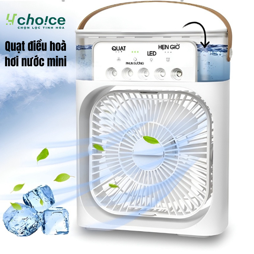 Quạt hơi nước mini điều hòa không khí tích hợp đèn ngủ led oudalang 600ml, quạt gió phun sương để bàn 3 chế độ làm mát.