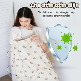 Khăn Choàng Cho Con Bú Khi Ra Ngoài Chất Liệu Xô Muslin Mềm Mại, Màn Che Xe Đẩy Kiêm Khăn Che Nắng Chắn Gió Cho Bé