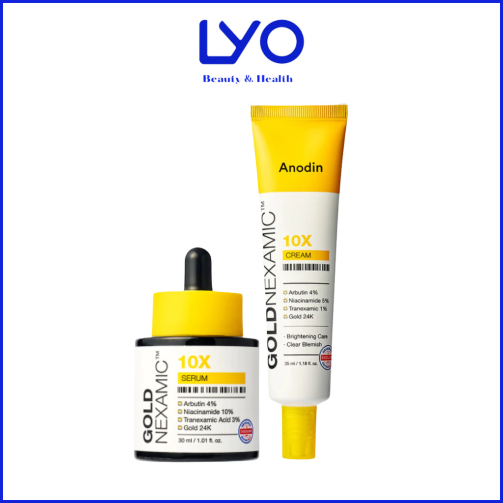 Combo Serum Tinh Chất & Kem Dưỡng Sáng, Mờ Thâm Nám Đa Tầng, Chống Lão Hóa Anodin 10X Goldnexamic Hà
