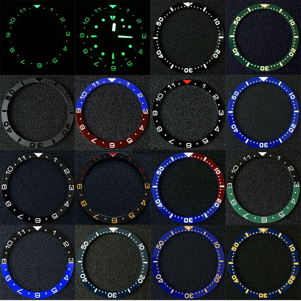 38mm Xanh Đỏ Gốm Sứ Dạ Quang Phẳng Dây Đeo Cho Rolex GMT Submariner Daytona Seiko SKX007