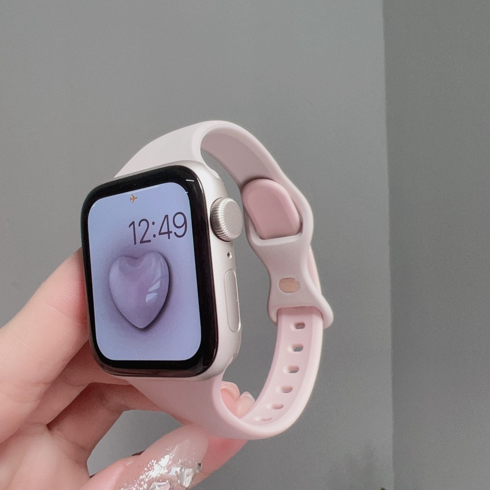 Vòng silicon mỏng cho dây đeo Apple Watch nữ Series Ultra 10 / 9 / 8 / 7 / 6 38mm 40mm 41mm 42mm 44m