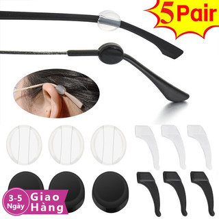 [Giao hàng trong 3-5 ngày] 1 / 3 / 5 Cặp Móc Tai Silicon Chống Trơn Trượt 5x7mm | Đầu tai kính Phụ kiện vừa vặn an toàn, không gây dị ứng & nhẹ, Thiết kế đen / trắng tròn đơn giản