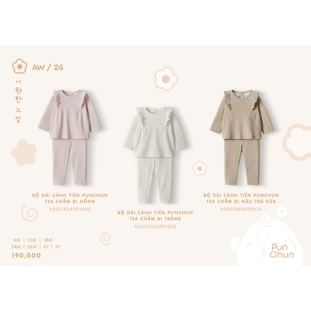 Punchun AW2024 Bộ dài cánh tiên Punchun cho bé