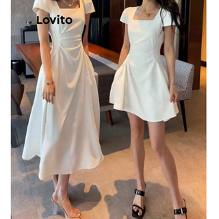 Đầm Lovito có túi màu trơn phong cách thường ngày cho nữ LNA56020