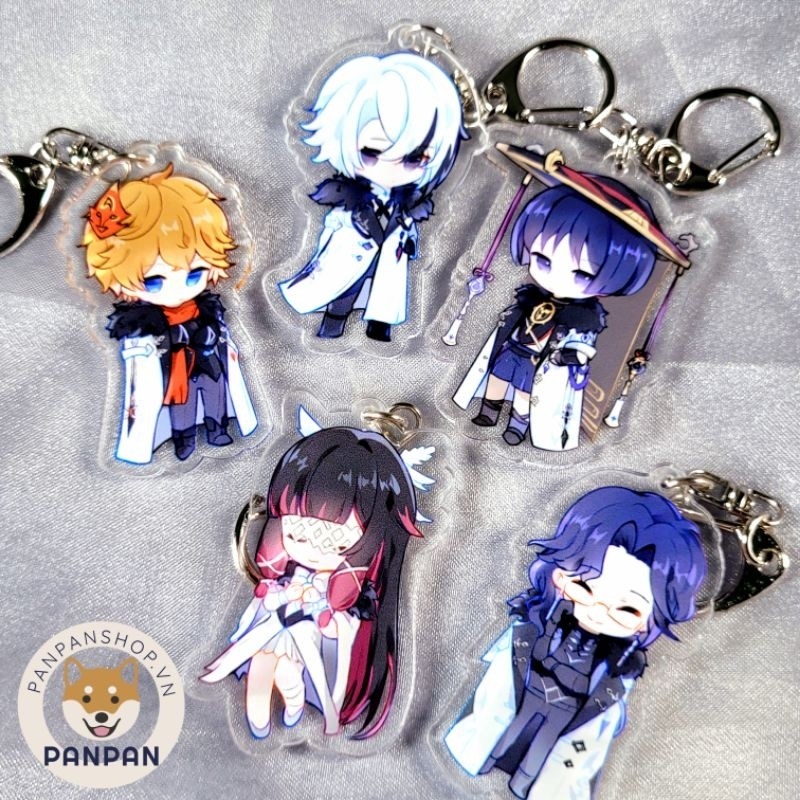 Móc khóa Anime Genshin Impact Fatui chibi (6CM) Arlecchino, Pantalone, Columbina, Tartaglia, Scaramo