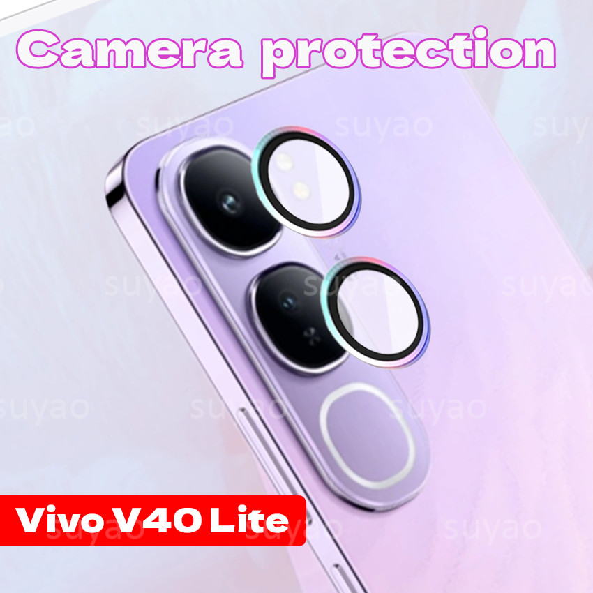 Dành Cho Vivo Y19S V40 Lite V40Lite Y200 5G 4G 2024 Eagle Eye Camera Ống Kính Phim HD Cong VivoY19S VivoV40 VivoV40Lite V 40 Kính Cường Lực Trong Suốt Vòng Kim Loại Bảo Vệ Mặt Sau Màn Hình
