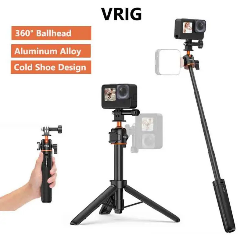 Vrig Selfie Stick Tripod W 360 Ballhead Coldshoe Mini Tripod Cho Gopro 13 12 11 10 9 8 Action 5 4 3