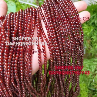 Chuỗi vòng tay đá garnet ruou vang đỏ đẹp mịn quấn 3 vòng new