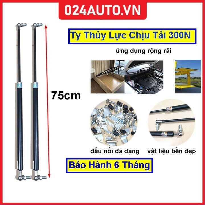 [300N-75cm] Bộ 2 ty thủy lực, ty cốp ô tô thanh chống nâng đẩy chịu tải 300N-30kg dài 75cm