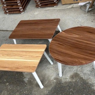  【MỚI    MẶT BÀN GỖ XẾP GỌN   Bàn tròn decor chân nhựa gấp gọn mặt gỗ 【GTT  