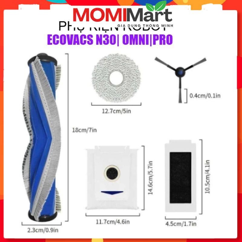 Phụ kiện robot Ecovacs N30 Omni - N30 Pro - Giẻ lau, túi rác, lọc hepa, chổi ven, chổi giữa