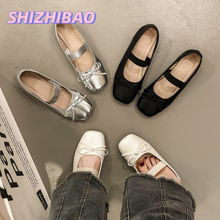 SHIZHIBAO Giày nơ phong cách cổ tích Pháp mùa hè giày ba lê đế mềm phong cách mới dành cho nữ