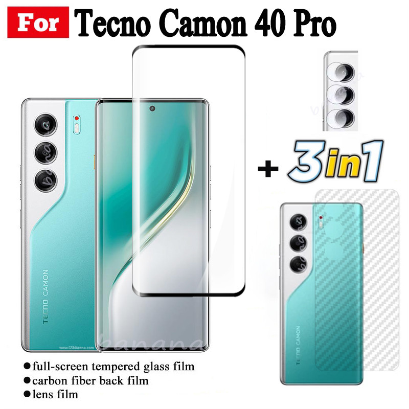 Kính cường lực 3 trong 1 Tecno Camon 40 Pro cho Tecno Camon 40 Pro 5G Camon 40 Tấm bảo vệ màn hình Ố