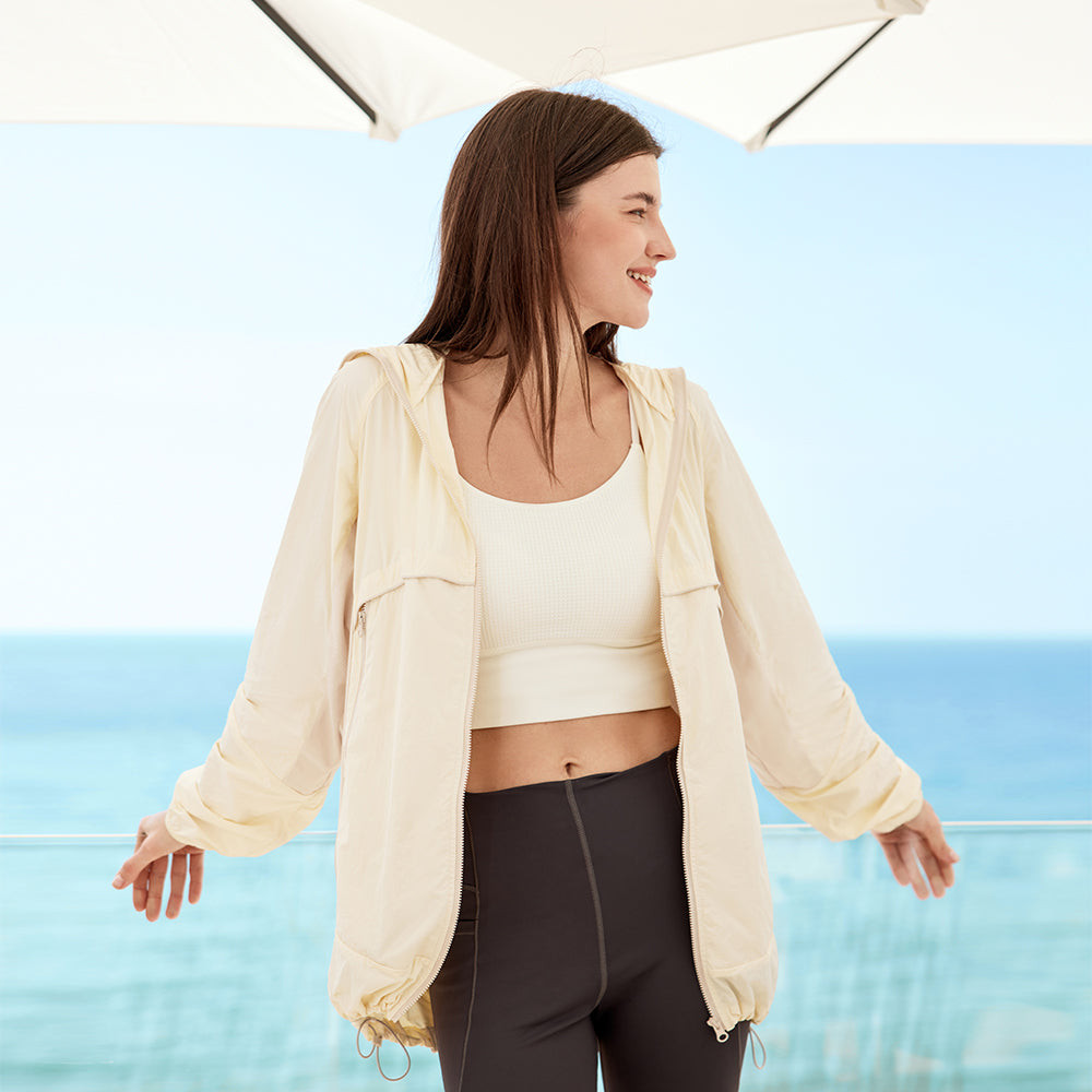 Ohsunny Unisex Rời Áo Khoác Chống Nắng Nhẹ Thoáng Khí UV Áo Khoác Dây Kéo Túi UPF50+