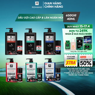 [TẶNG lăn 40ML] Dầu gội cao cấp cho nam Romano 650g (Tặng mùi ngẫu nhiên)