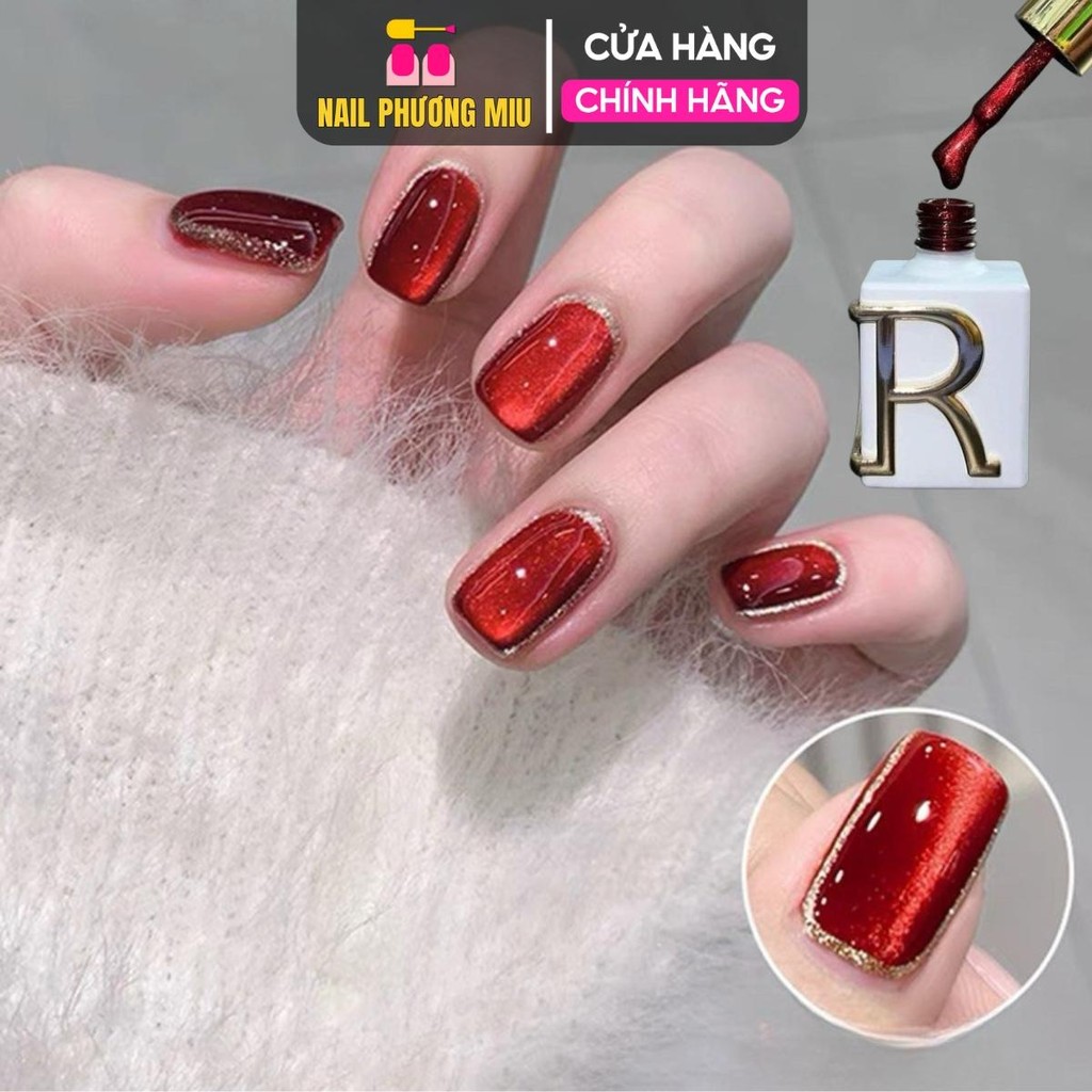 Sơn Gel Mắt Mèo Kim Cương Đỏ CR Chính Hãng 15ml Nhũ Tuyết Siêu Mịn CR01 Làm Nail Ánh Mắt Mèo màu Đỏ 