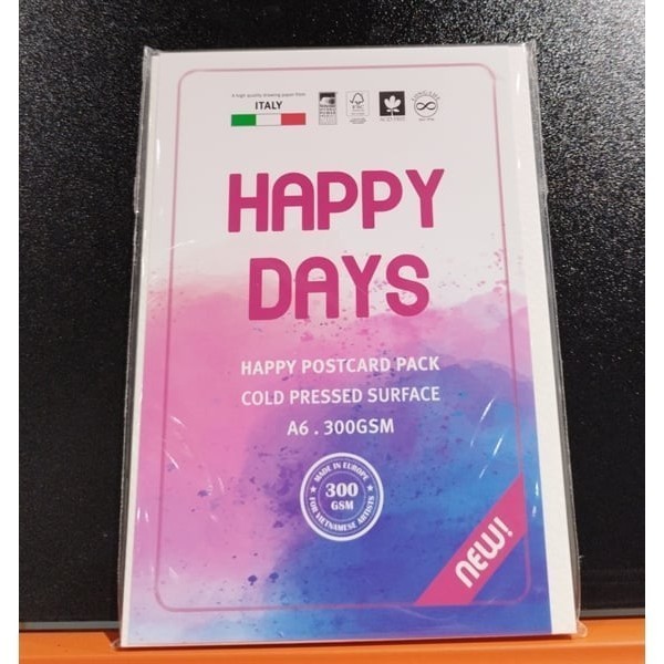 Tập giấy Happy Postcard 1 xấp 10 tờ size A6, giấy vẽ A6