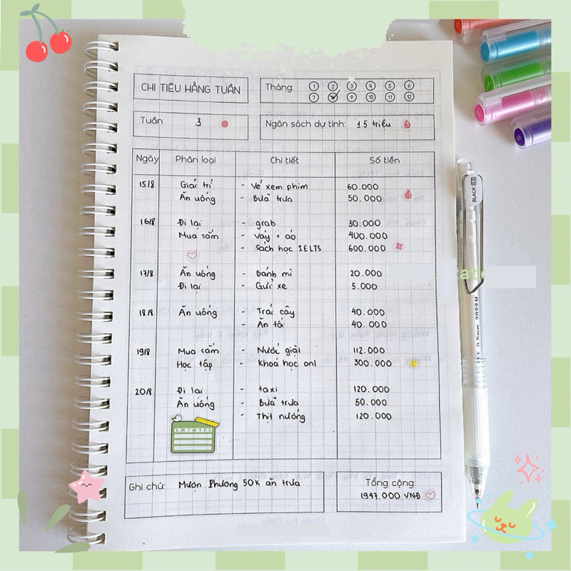 Sổ tay quản lý chi tiêu viết được trong 2 năm, thực hiện mục tiêu tiết kiệm của bạn