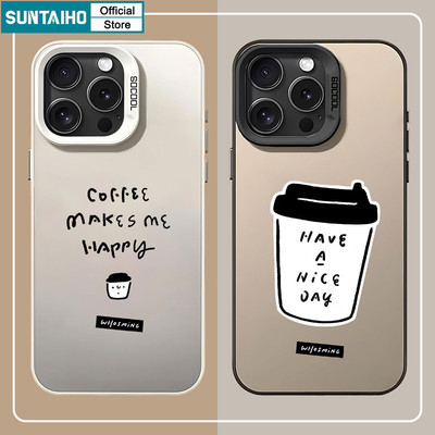 Vỏ Thẩm Mỹ Suntaiho Họa Tiết Cà Phê Ốp Điện Thoại Tối Giản Cho iPhone 11 12 13 14 15 16 Pro Max IP TPU Silicone IDM Cứng Cao Cấp Chống Sốc Ốp Lưng