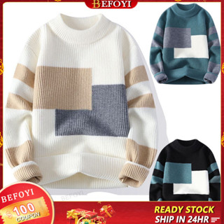 Áo Len Nam Dài Tay Dệt Kim Màu Khối Cổ Tròn Rời Áo Quá Khổ LQ58