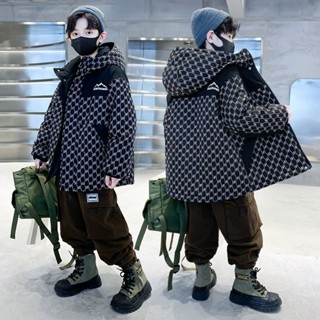 Áo khoác lót lông cừu bé trai dày phong cách mới Áo khoác độn bông phong cách phương Tây Pie O