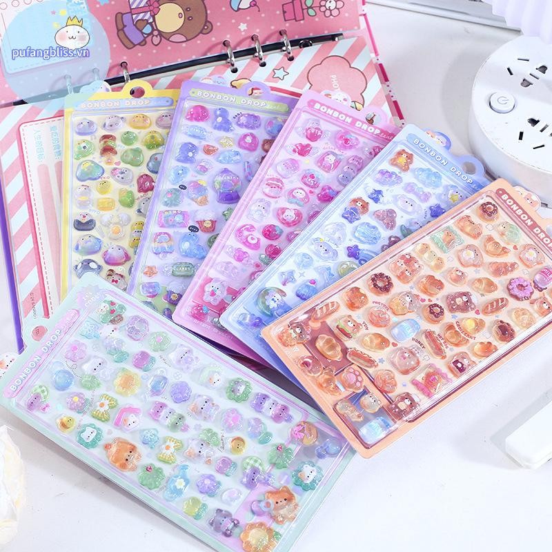 Pufangbliss 3D Giảm Miếng Dán Hoạt Hình Dễ Thương Deco Dán DIY Điện Thoại Hành Lý Xe Máy Laptop Vali