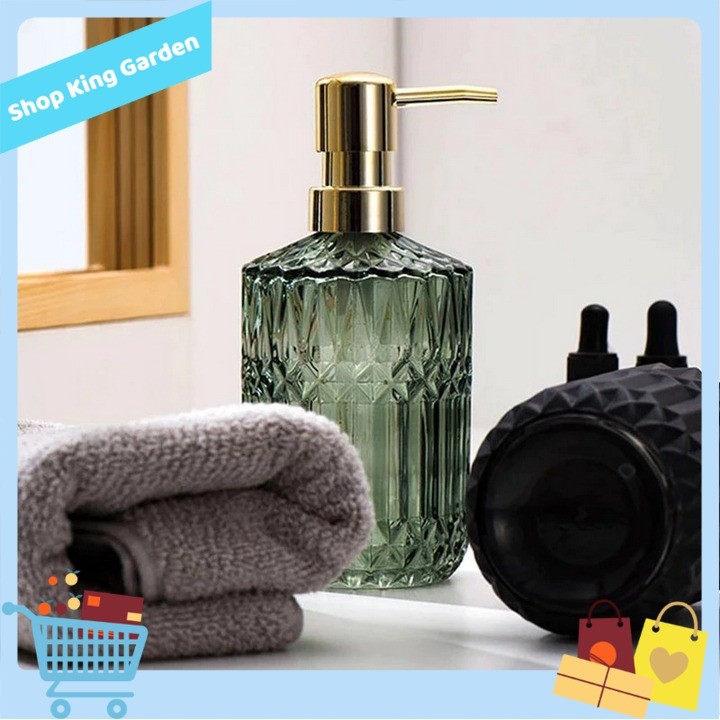 [HCM] - Chai Kit Đựng Xà Phòng VINTAGE GLASS Trang Trí Decor - King Garden