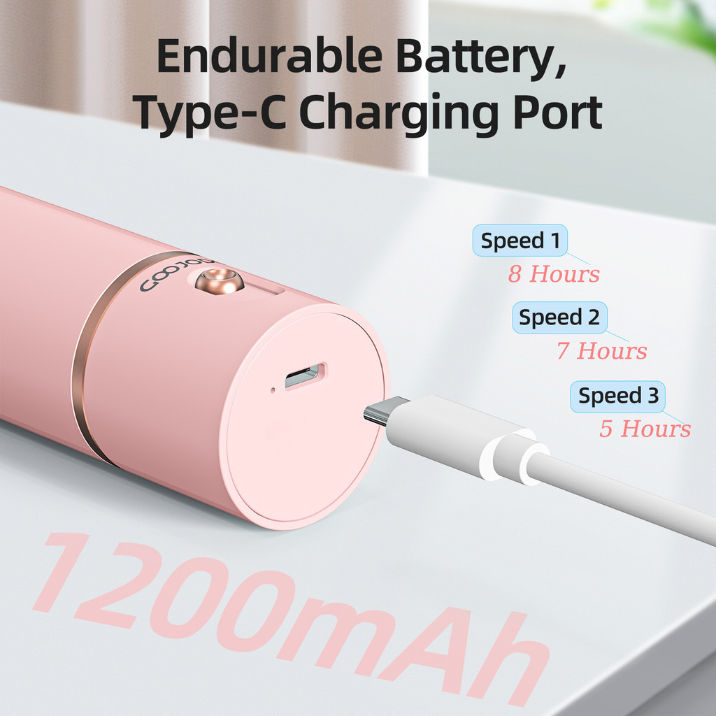 Quạt mini cầm tay GOOJODOQ, 3 tốc độ, cánh quạt bền bỉ sạc Type-c | BigBuy360 - bigbuy360.vn