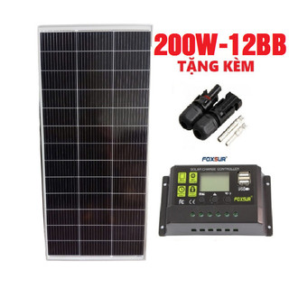 Tấm pin 200W 12BB  chính hãng MONO SOYER SOLAR -HIỆU SUẤT CAO NHẤT -1480 × 668× 30mm -Tặng Jack MC4+ ĐKS30A