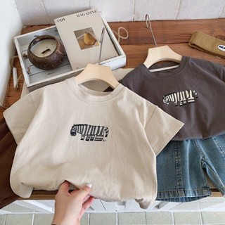 Áo thun bé trai Tính khí nước ngoài nửa tay 2024 Áo thun ngựa vằn in hình Hàn Quốc mới dành cho trẻ em