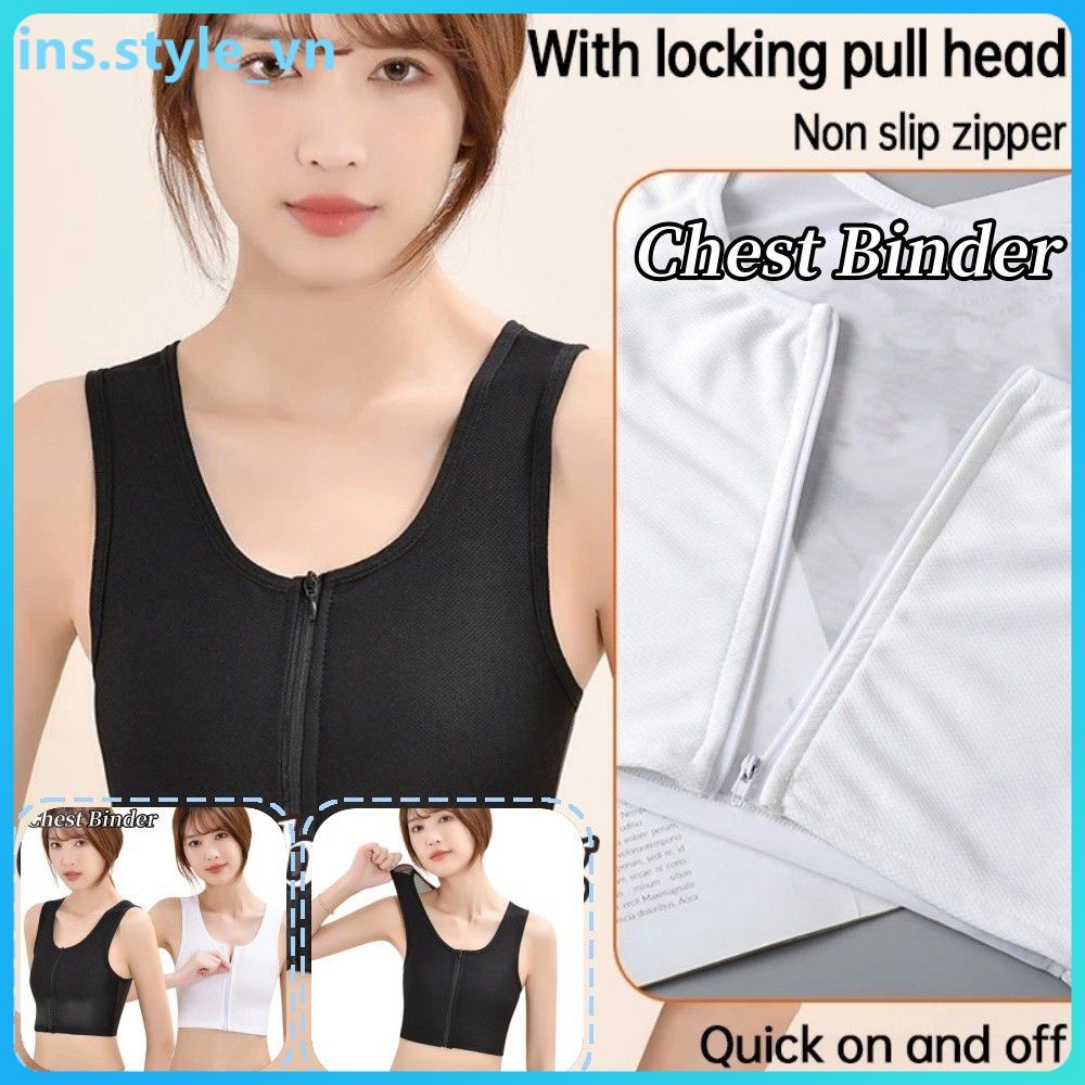 Đai nịt ngực định hình áo ba lỗ Les Tomboy Trans Zipper Áo bó ngực ins.style_vn
