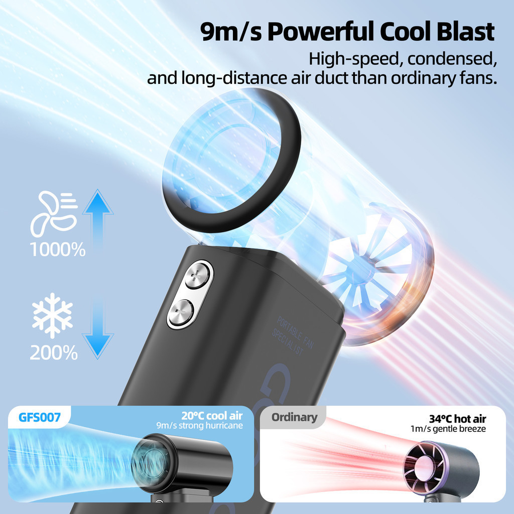 Quạt bỏ túi MINI turbo tốc độ cao GOOJODOQ 4000mAh Công suất gió tăng cường 10x kèm dây đeo di động | BigBuy360 - bigbuy360.vn