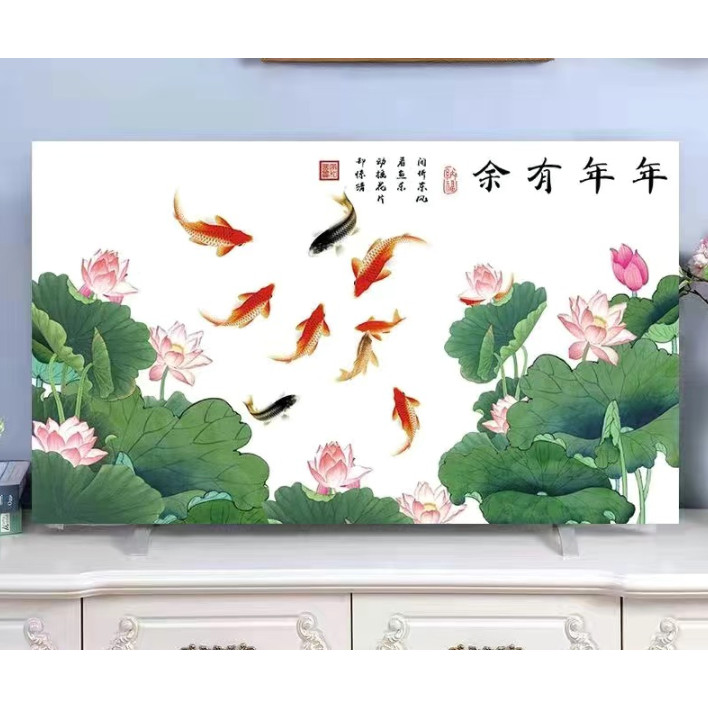Rèm tivi chống bụi, trang trí ti vi, decor tivi, tấm phủ che tivi, quà tặng (24inch đến 80 inch)